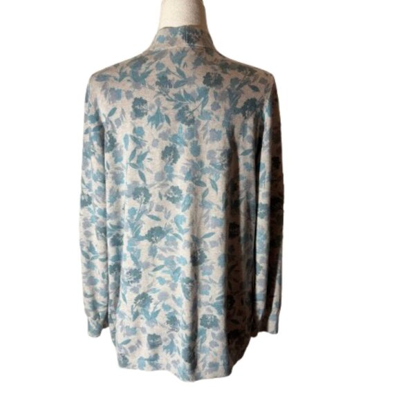 L.L. Bean Blue & Gray. Floral Women's Open Front Cardigan - Picture 2 of 7